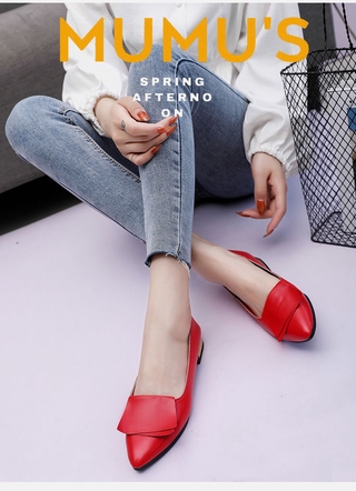Nuevos guisantes versión coreana de la salvaje plana zapatos de las mujeres rojo madre único zapatos puntiagudos zapatos planos (8)