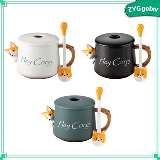 500ml 3d corgi taza de cerámica patrón animal novedad té bebida taza para niños (1)