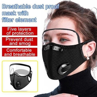 Máscara de carbón activado 2 en 1 a prueba de polvo, protección de la cara, gafas de cara, máscaras de bicicleta, bicicleta de montaña, con válvula de aire, antipolvo