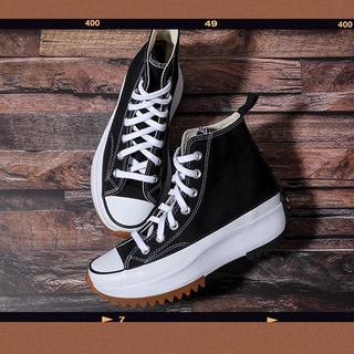 ¡redi! Converse Run Star Hike 1970s zapatos de lona de alta parte superior negro y blanco de goma cruda aumentada plataforma Casual zapatos de lona c