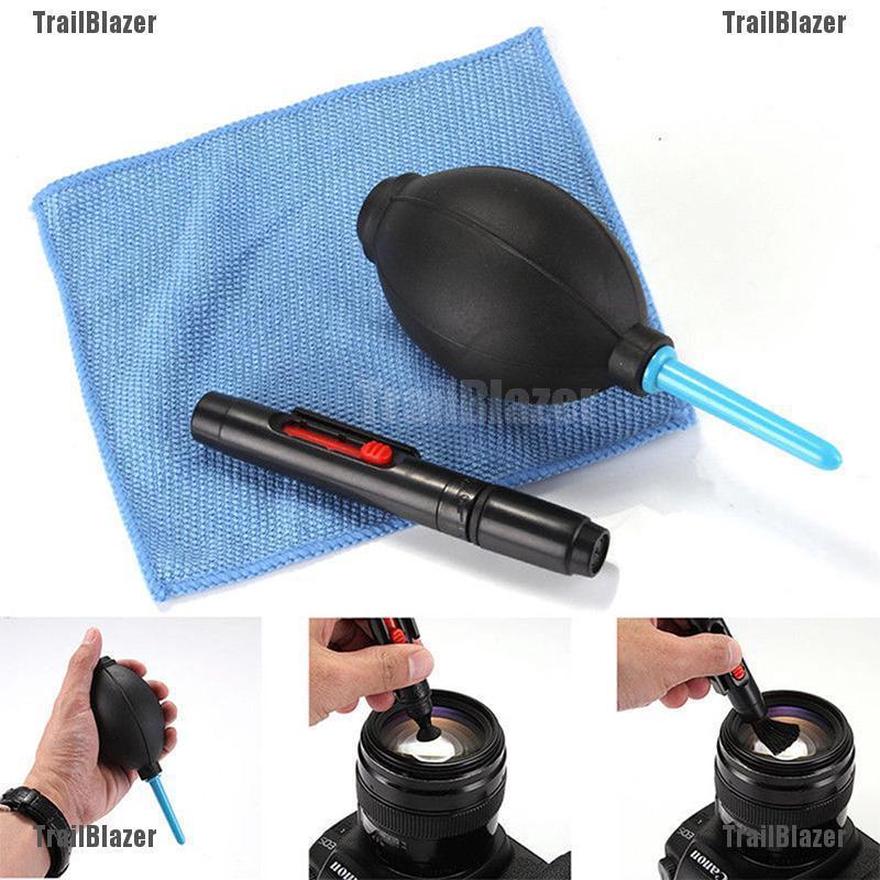 tb 3 en 1 limpiador de lente limpiador de polvo pluma soplador kit de tela para cámara dslr vcr