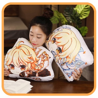 Game Genshin Plush Pillow Doll Lumine Diluc Kawaii Cartoon Hu Tao Zhong Li Barbatos Cosplay Accessories (8)