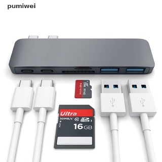 Pumiwei USB C 3.1 Type-HUB Dual A HDMI RJ45 PD 3.0 SD Para MacBook Adapter CO (1)