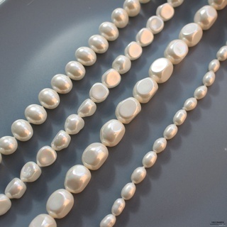 Material de perlas de concha Natural Irregular forma ovalada huevo en forma de agujero rectodiyPulsera collar materiales accesorios