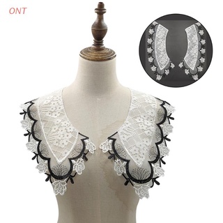 ONT desmontable Collar falso bordado cuello Ruff Mini capa poliéster cubierta Collar para mujeres niñas estilo elegante