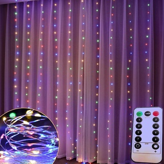 3M LED USB alimentación Control remoto cortina luces de hadas, corona de navidad LED cadena de luces, fiesta jardín casa boda decoración (1)