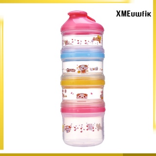 dispensador de leche en polvo para bebé, 4 capas, dispensador de alimentos, color rosa