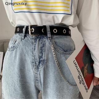[qingruxtky] mujer punk cadena moda cinturón ajustable cintura con ojales cadena cinturón simple [caliente] (1)