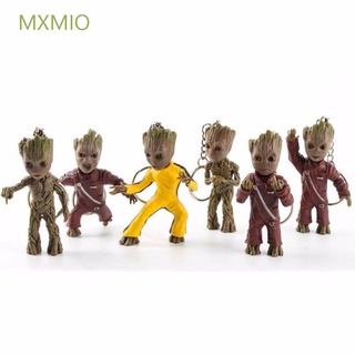 Mxmio lindo Groot figura para niños árbol hombre llavero árbol hombre llavero Mini Groot figura de acción accesorios interiores adorno coche coleccionable modelo para regalos llavero