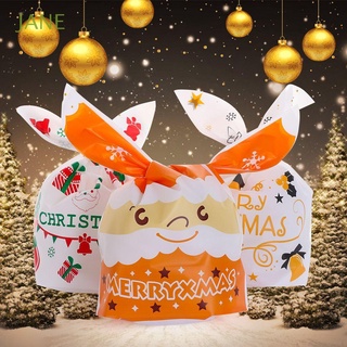jane 10pcs año nuevo galletas bolsas de regalos caja de caramelos bolsa de caramelo de navidad bolsas de conejo oreja larga decoración del hogar santa claus plástico feliz navidad