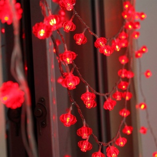 20 LEDs redondos linternas rojas cadena de luces USB hadas cadena de luces decoración