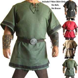camisa de vikingo disfraz tops halloween norman cosplay larga túnica corta disfraz de medieval manga