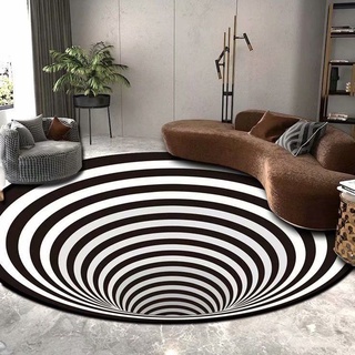 120 cm de área redonda alfombra impresa alfombra antideslizante alfombra 3d ilusión visual shaggy alfombra para decoración de dormitorio