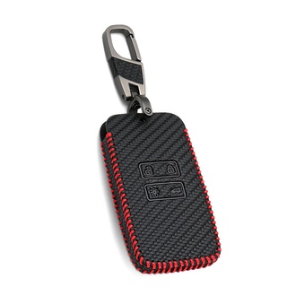 Dashermart - funda de cuero para llave de coche, color negro y rojo, para Renault Captur Clio Megane Koleos Kadjar