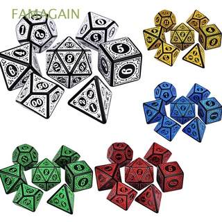 FAMAGAIN D4 D6 D8 D10 Game Accessory For TRPG DND Iidescent Dice Set D12 D20 Polyhedral 7-Die Dungeons and Dragons Glitter/Multicolor