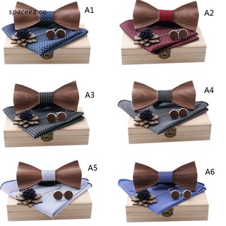 spa 3d corbata de madera pocekt cuadrado gemelos moda madera pajarita boda dinne hecha a mano corbatas de madera gravata conjunto