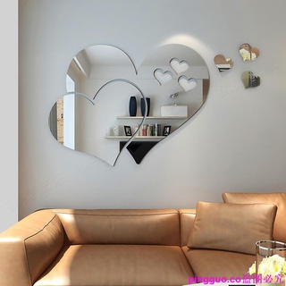 Autoadhesivo 3D acrílico espejo de amor pegatinas de pared/en forma de corazón espejo de arte de pared pegatinas/arte extraíble decoración de pared póster para sala de estar boda habitación decoración del hogar (1)