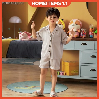 los niños s pijamas niños de verano de hielo de seda delgada de manga corta de mediana edad bebé de verano de dibujos animados aire acondicionado servicio a domicilio traje
