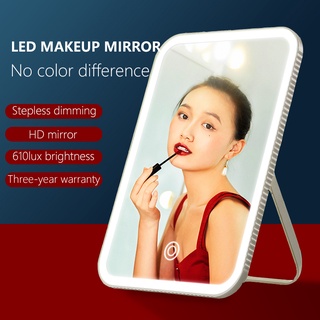 espejo de maquillaje ultradelgado, recargable led con 34 luces led, regulable control táctil, espejo cosmético, portátil iluminado, espejo de viaje