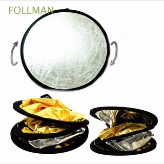 follman cámara accesorios disco luz reflector plegable flash difusor fotografía reflector fotografía estudio 24"/60 cm portátil 2 en 1 mano oro y plata disco fotográfico