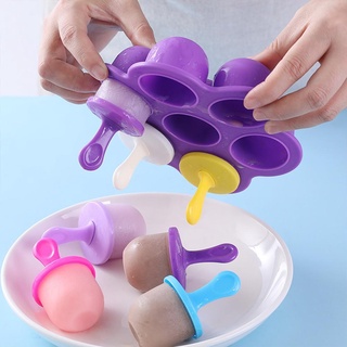 Bebé paletas moldes de leche materna Pop Maker siete agujeros suplemento de alimentos caja de helado bandeja con tapa (1)