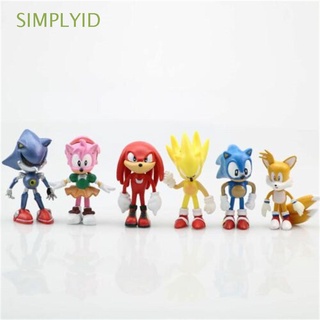 SIMPLYID 6Pcs Para Niños Niñas Figuras Sonic Decoración Del Hogar Regalo Personaje De Acción Muñeca Juguetes Erizo Modelo De Mobiliario Artículos De PVC Anime Figura