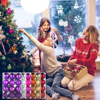 24 unids/Set 3 cm árbol de navidad bolas de purpurina decoraciones/mas fiesta colgante bola de plástico adornos/hogar año nuevo boda fiesta (2)