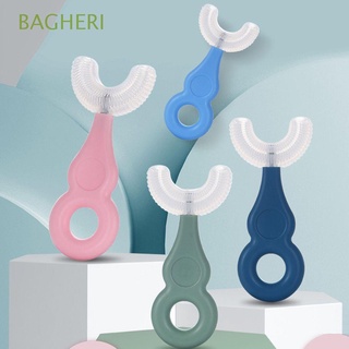 BAGHERI 2-12 Years Old U-shape Baby Toothbrush Healthy Teeth Cleaner Children Silicone Toothbrush Toddlers Supplies Soft Bristle Infant Manual Handheld Baby Kids Oral Care/Multicolor