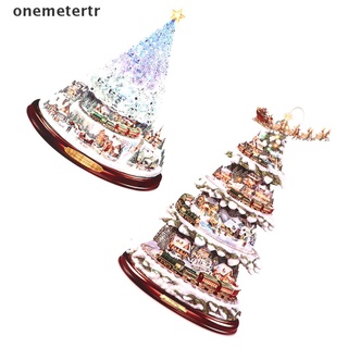[ong] Árbol de navidad giratorio escultura tren decoraciones pasta ventana pasta pegatinas. (6)