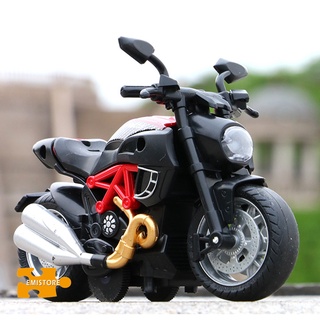 emistore escala 1/14 tire hacia atrás motocicleta modelo de moto con luz música educación juguete