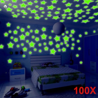 100 pegatinas de pared fluorescentes que brillan luminosas estrellas bebé dormitorio niños