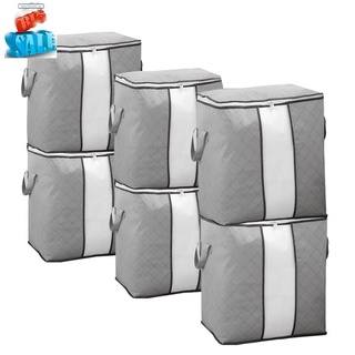 6 bolsas de almacenamiento plegables, papeleras de almacenamiento con ventana clara, organizador de cierre ideal para ropa, mantas y más