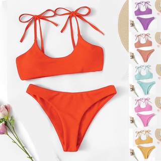 [Jellylee] Bikini de cintura alta para mujer, Control de barriga, traje de baño de dos piezas