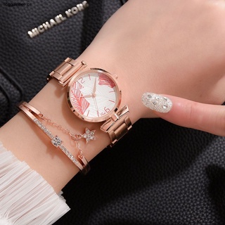 Reloj analógico de cuarzo con correa de acero inoxidable para mujer y brazalete de diamantes de aleación