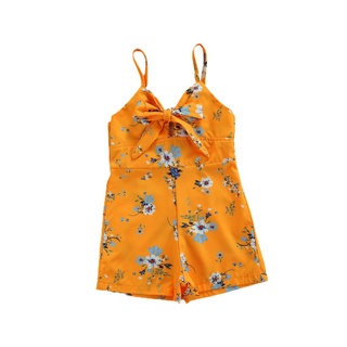 ✲Si❁Mono camisola para niños pequeños con decoración de lazo, estampado de flores, ropa de verano de estilo dulce fresco