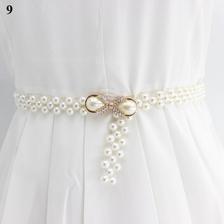 rhinestone perlas cintura cinturones para las mujeres vestido decoración cintura hebilla elástica imitación perla con cuentas faja para niñas femeninas (5)