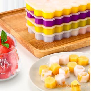 Sc - bandeja de cubitos de hielo en forma de abeja, 37 cubos, silicona, hielos, fabricante de moldes con tapa (3)