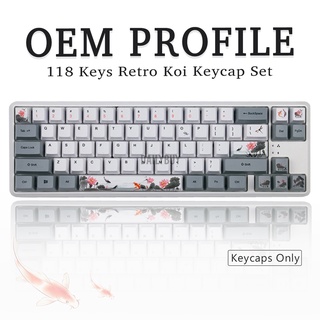 118 teclas Retro Koi Keycap Set PBT para 61 87 104 108 teclas teclado mecánico