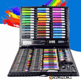 C 150 pzs/Set Kit de herramientas de dibujo con caja pincel pintura arte marcador de agua pluma Crayon niños