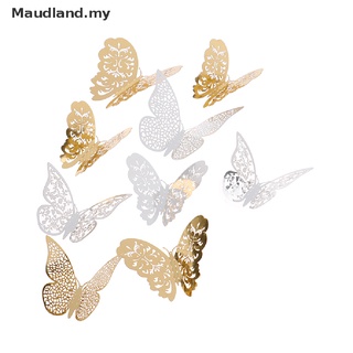 [maudland] 12 piezas de textura metálica dorada Artificial para tartas de mariposas simulación de mariposas MY