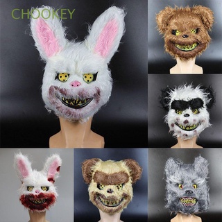 chookey horror killer masque espeluznante tocado de halloween protección de felpa fantasma miedo conejo sangre blanco conejito adulto máscara