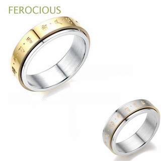 FEROCIOUS New Ring Jewelry Mantra Spin Women's Universal Anti-stress Fashion Titanium Steel Shiny And Matte