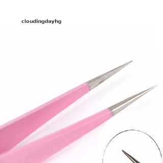 cloudingdayhg 2 piezas de acero rosa recto + pinzas de curva para extensiones de pestañas arte de uñas pinzas productos populares (4)