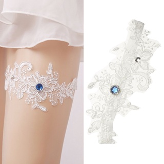 Camino de regalos de boda liguero pierna liguero elástico encaje blanco elegante mujeres niñas diamantes de imitación liguero nupcial (8)