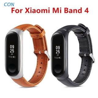 CON correa de reloj para Xiaomi Mi Band 4 correa de cuero de cuero Compatible correa para Mi Band 4 accesorios pulsera Miband 3 correa