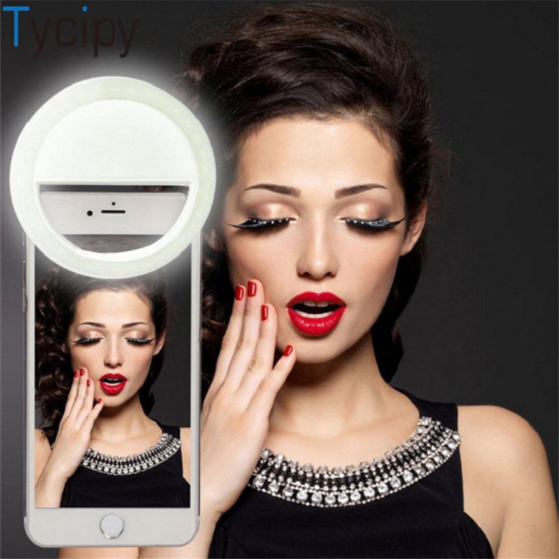 selfie anillo de luz recargable clip-on 36 led ajustable teléfono cámara luz