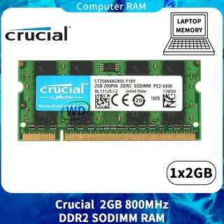 Crucial RAM 2GB 2Rx8 PC2-6400S DDR2 800Mhz 200pin SO-DIMM V portátil memoria BD22