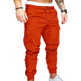 Pantalones De Chándal Streetwear Los Hombres Cintura Cordón Tobillo Atado Flaco Carga Casual Color Sólido (7)