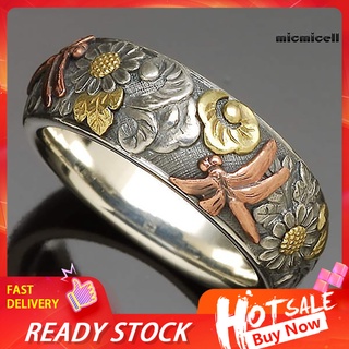 Jz anillo De Dedo para mujer con estampado De girasol Elegante diseño Libélula