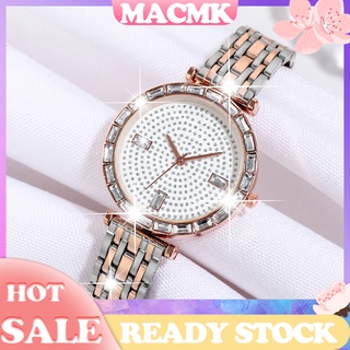 macmk reloj de pulsera con hebilla redonda brillante de lujo para mujer